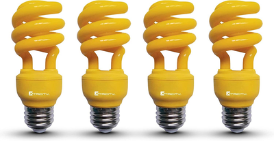 13W Yellow CFL Spiral Bug Light Bulb 60W Equivalent Outdoor E26 Medium Base