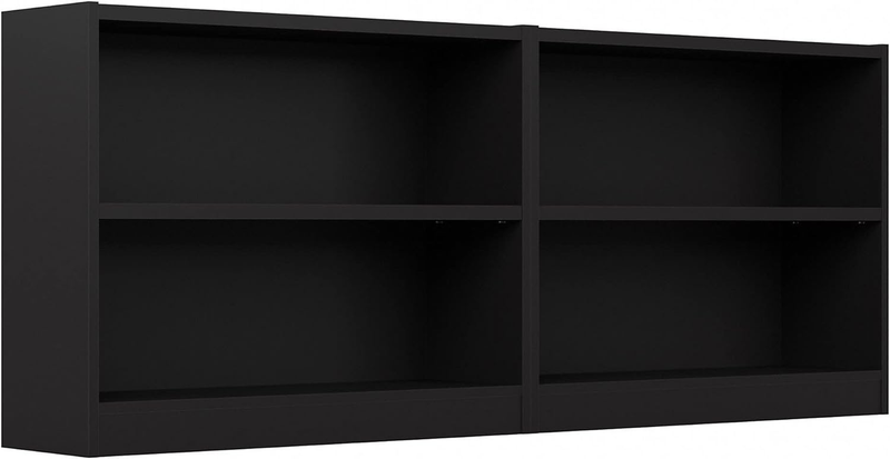 Bush Furniture Universal Small 2 Shelf Bookcase in Black - Set of 2