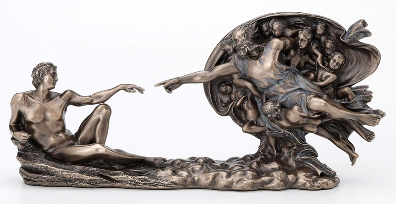 4.5" Antique Bronze Statue of Michelangelo's Creation of Adam - Great Art Piece
