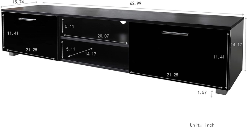 Black TV Stand for 70 Inch TV Stands, Media Console Entertainment Center Televis