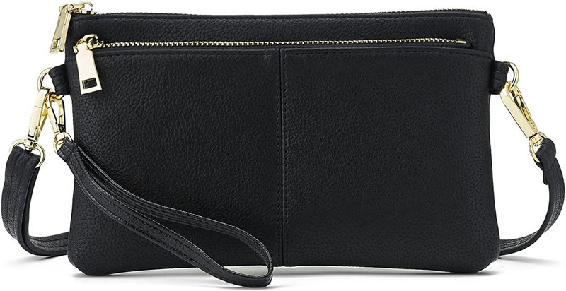 Triple Zip Small Crossbody Bag Lightweight Purses Vegan Leat