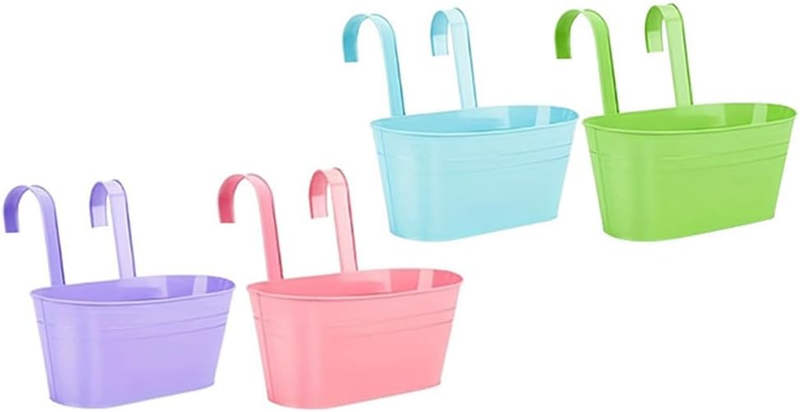 4 Pack Planter Bucket, Wall Mount Flower Pot, Hanging Plant Container