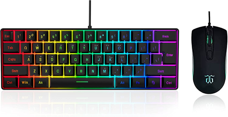 DGG 60% Gaming Keyboard and Mouse Combo, Small Keyboard and 