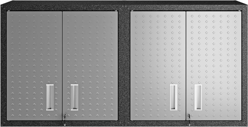Fortress Metal Floating Garage Cabinets in Grayl (Set of 2)