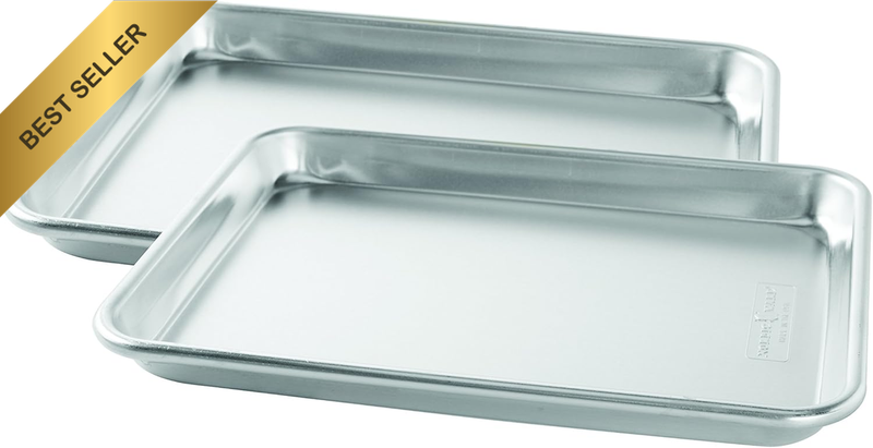 45306AMZM Natural Aluminum Commercial Baker'S Quarter Sheet, 2-Pack, Silver
