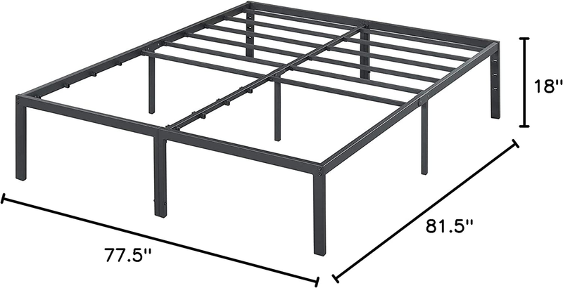Platform Bed Frame 18 Inch Ultimate Strength High Profile Heavy Duty Steel Slat/