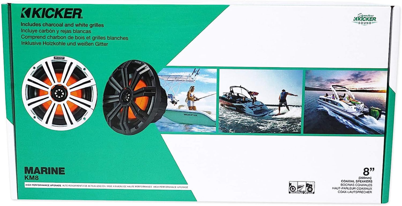 (1) Pair  45KM84L 8" 600 Watt Boat Speakers Led'S KM8 Bundle with (1) Rockville