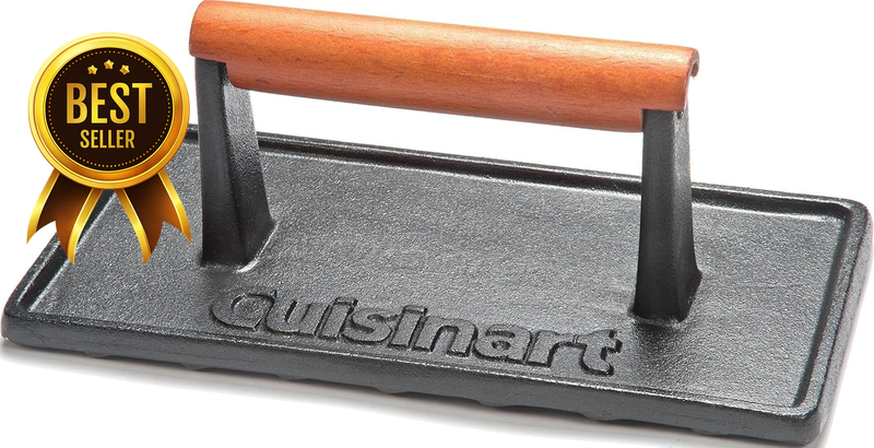 Burger Press with Wooden Handle, Cast Iron, Rectangle