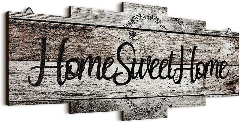 Home Sweet Home Sign, Rustic Wood Room Wall Decor, Farmhouse Plaque Wall Hanging Wooden Sign for Bedroom, Living Room, Wedding Decor(Gray)