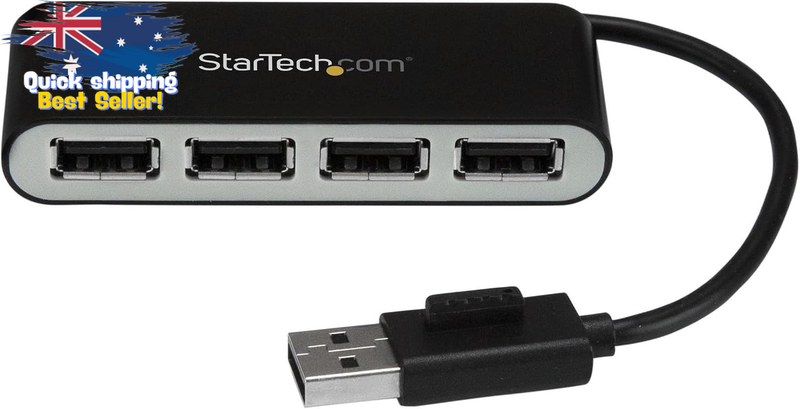 4-Port USB 2.0 Hub - Mini Travel Splitter & Expander, Portable Plug & Play