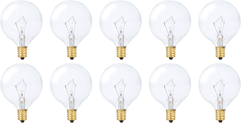10 Pack Small Globe Round Bulb Candelabra Base Decorative Vanity Lights Sconce