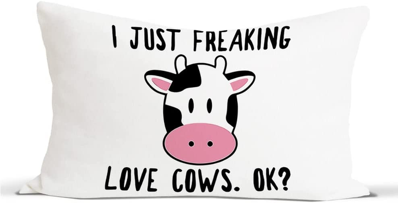 Cow Stuff Cow Pillows for Kids, Farmhouse I Just Freaking Love Cows Okay Lumber