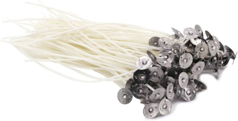 6-Inch Natural Candle Wicks with Tabs 100pcs 100% Natural Cotton Core - Low Smok