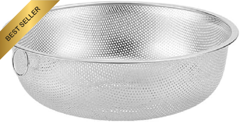 Micro-Perforated Stainless Steel Colander Strainer Basket Rice Washing Bowl