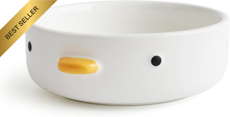 Funny Cute Duck 6'' Salad Bowl, Handmade Glaze Chick Safety Ceramics Flat Bottom