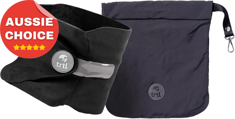Travel Neck Pillow - Soft Lightweight Support - Machine Washable Black Airplane
