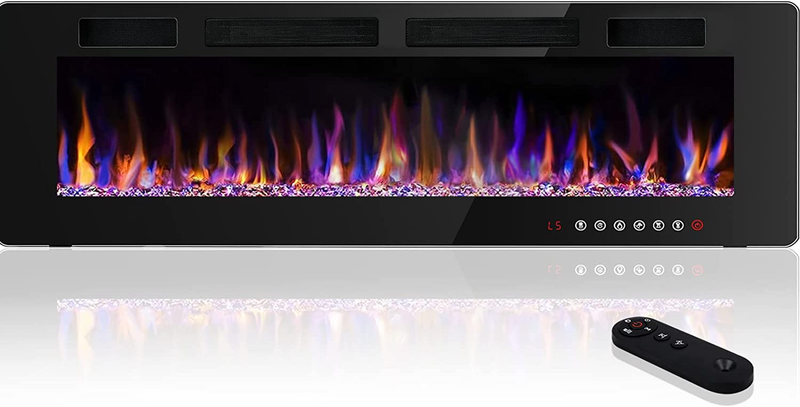 72 Inch Ultra-Thin Electric Fireplace Wall Mounted and Recessed,Fireplace Heater