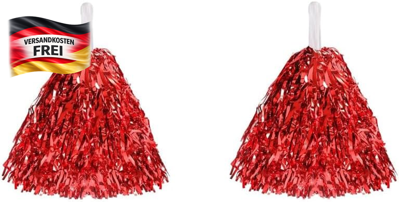 Pompons für Cheerleading und Sport rot 2 Stück leicht und strapazierfähig