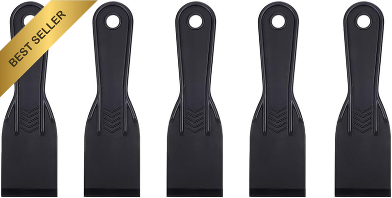 5Pcs Plastic Putty Knife 2 Inch Black Flexible Plastic Knives for Taping Drywall