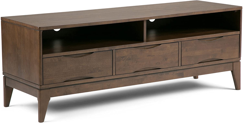 SIMPLIHOME Harper SOLID WOOD Universal TV Media Stand, 60 Inch Wide,Industrial,