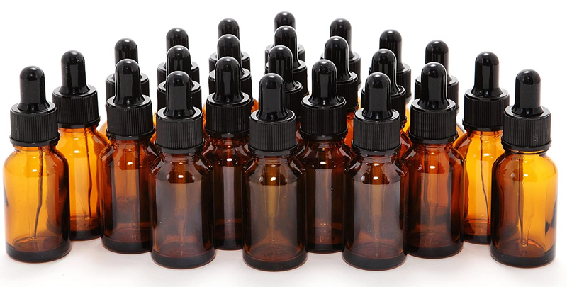 Vivaplex 24, Amber, 15 Ml (1/2 Oz) Glass Bottles, with Glass Eye Droppers