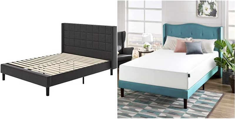 Dori Upholstered Platform Bed Frame, Queen & 12 Inch Green T