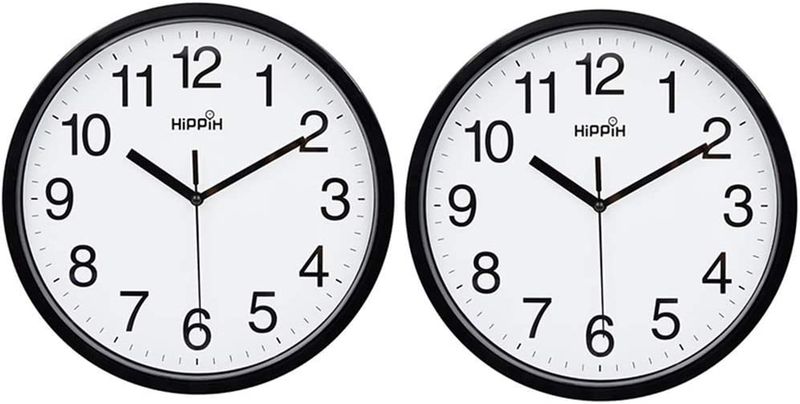 2 Pack 10 Inch Silent Quartz Decorative Wall Clock Non-Ticking Classic