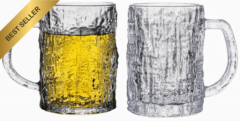 ​​Lead-Free Glass Beer Mug, Heavy Large Beer Glasses with Handle, 300ML Drinking