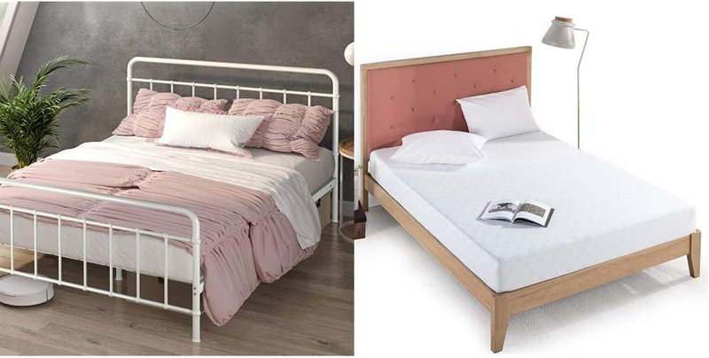 Florence Metal Platform Bed Frame, White, Twin & 8 Inch Gel-