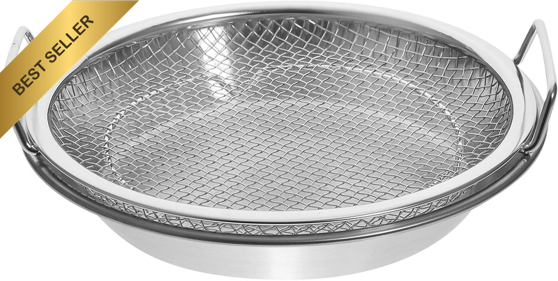 Oil Drain Plate with Stainless Steel Frying Mesh Strainer 8.27 Inch Snack Servin