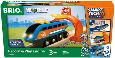 BRIO 33971 Smart Tech Sound Record & Play Engine - Interactive Wooden Toy Train 