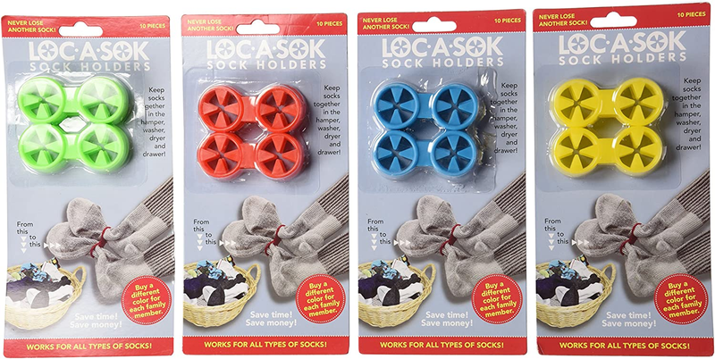 Loc A Sok Sock Locks Pack of 40 - Green Blue Red and Yellow