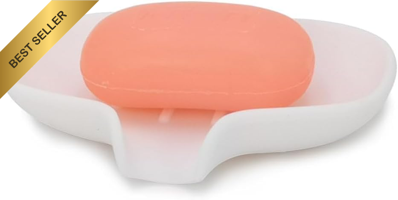 Silicone Soap Dish with Drain, Bar Soap Holder for Shower/Bathroom, Self Drainin