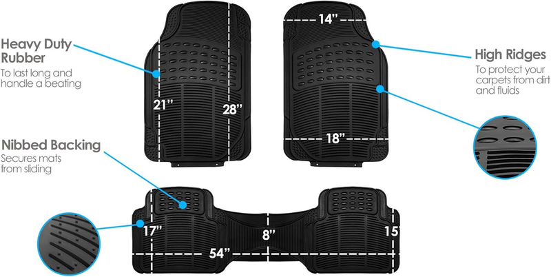 Automotive Floor Mats Solid Black Climaproof for All Weather Protection Universa