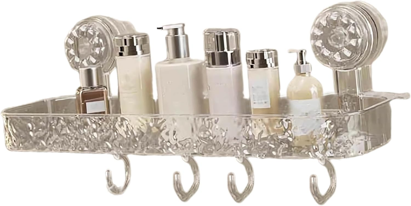 Suction Cup Shower Organizer,Corrugated Suction Cup Storage Holder,Light Luxury