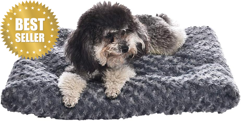 Plush Pet Bed and Dog Crate Pad, X-Small, 58 X 20 X 6 Cm, Gray Swirl