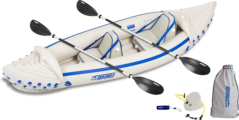 Boat With Two Seats, Two Paddles And Pum