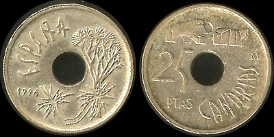 espagne/spain 25 ptas 1994 canarias (mc24158)