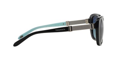 Pre-owned Tiffany & Co Sunglasses Tf4106b 80014u 57mm Black / Black Polarized Lens In Blue