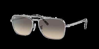 Pre-owned Ray Ban Ray-ban Caravan Sunglasses, Yeslver Frame, Clear Degreesent Grey Lens, 55mm In Gray