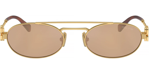 Pre-owned Miu Miu 0mu54zs-535ak40d Oval Gold In Silver