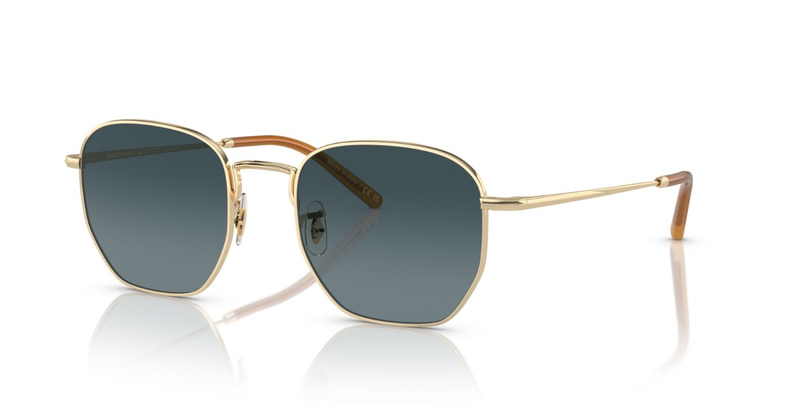 Pre-owned Oliver Peoples Kierney Sun Ov 1331s Gold/blue Shaded Polar (5035/s3) Sunglasses In Blue Shaded Polaried