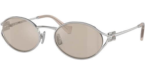 Pre-owned Miu Miu 0mu52ys-541bc10f Oval Silver In Gold