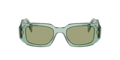 Pre-owned Prada Sunglasses Pr17ws 11r10e Transparent Sage / Green Mirror Internal Silver