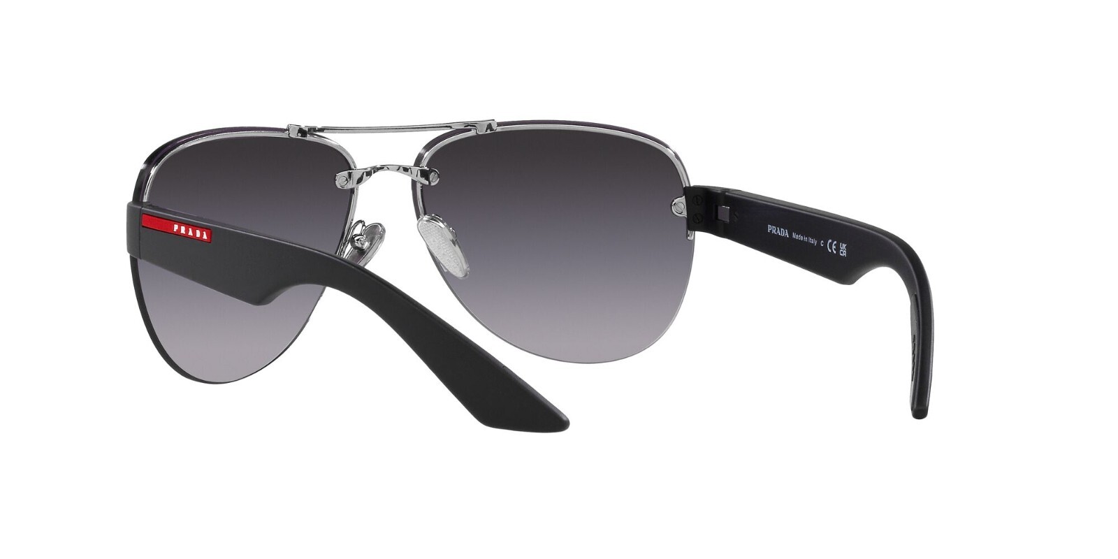 Pre-owned Prada Linea Rossa Ps 55ys Silver/grey Shaded (1bc-09u) Sunglasses