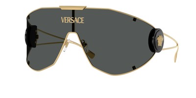 Pre-owned Versace Ve2268 100287 Gold Dark Grey 42 Mm Men's Sunglasses In Gray