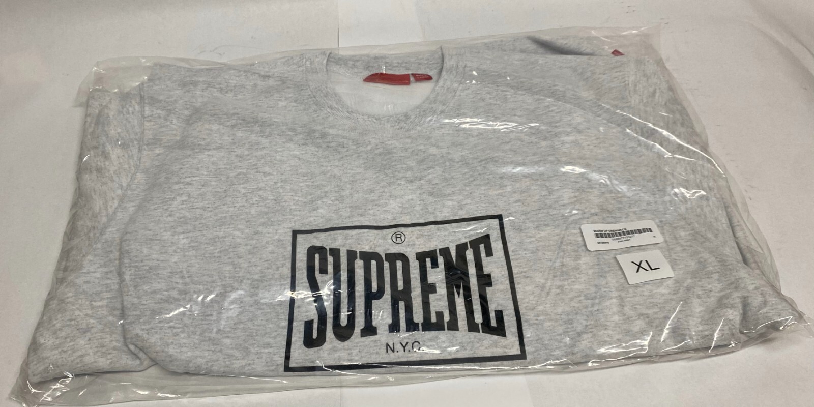 Pre-owned Supreme Warm Up Crewneck - Ash Grey Xl - Ss19 - Sweatshirt / Everlast Logo / Ds In Gray