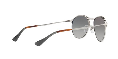 Pre-owned Persol Po7649s 1068m3 Mt Silver Grad Green Polarized 53 Mm Men's Sunglasses
