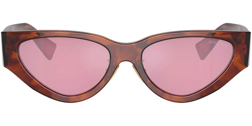 Pre-owned Miu Miu 0mu03zs-5411q50d Cat Eye Brown In Red