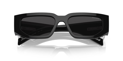 Pre-owned Prada Pr 09zs 1ab5s0 Black Silver Logo Dark Grey Lens Sunglasses Authentic In Gray